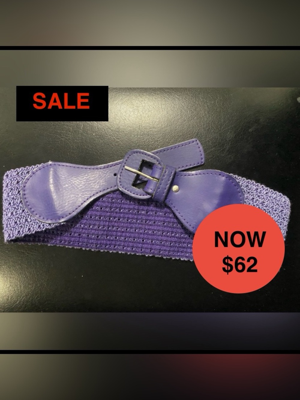 H&M Divided VINTAGE 90s Sweden Archive Purple Braided LEATHER Belt - XS